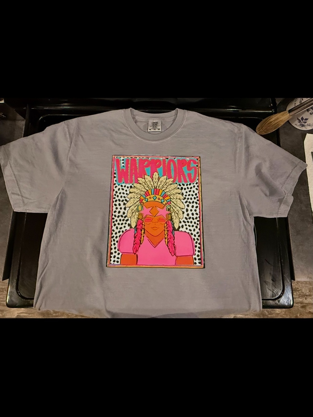 Comfort Colors Warriors Graphic Tee - Pink & Gray